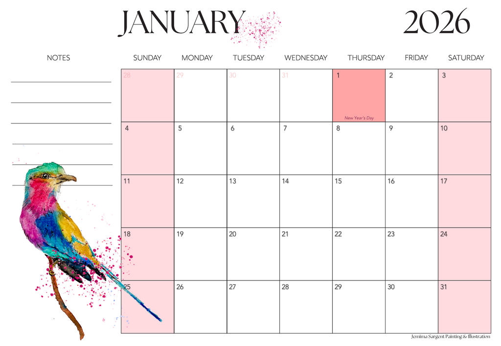 Jemima Sargent 2026 Calendar